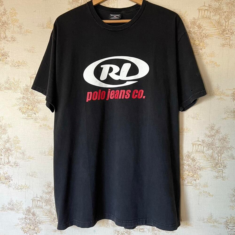 Vintage Ralph Lauren Polo Jeans Co. Graphic Tee | Faded Black | Oversized XL